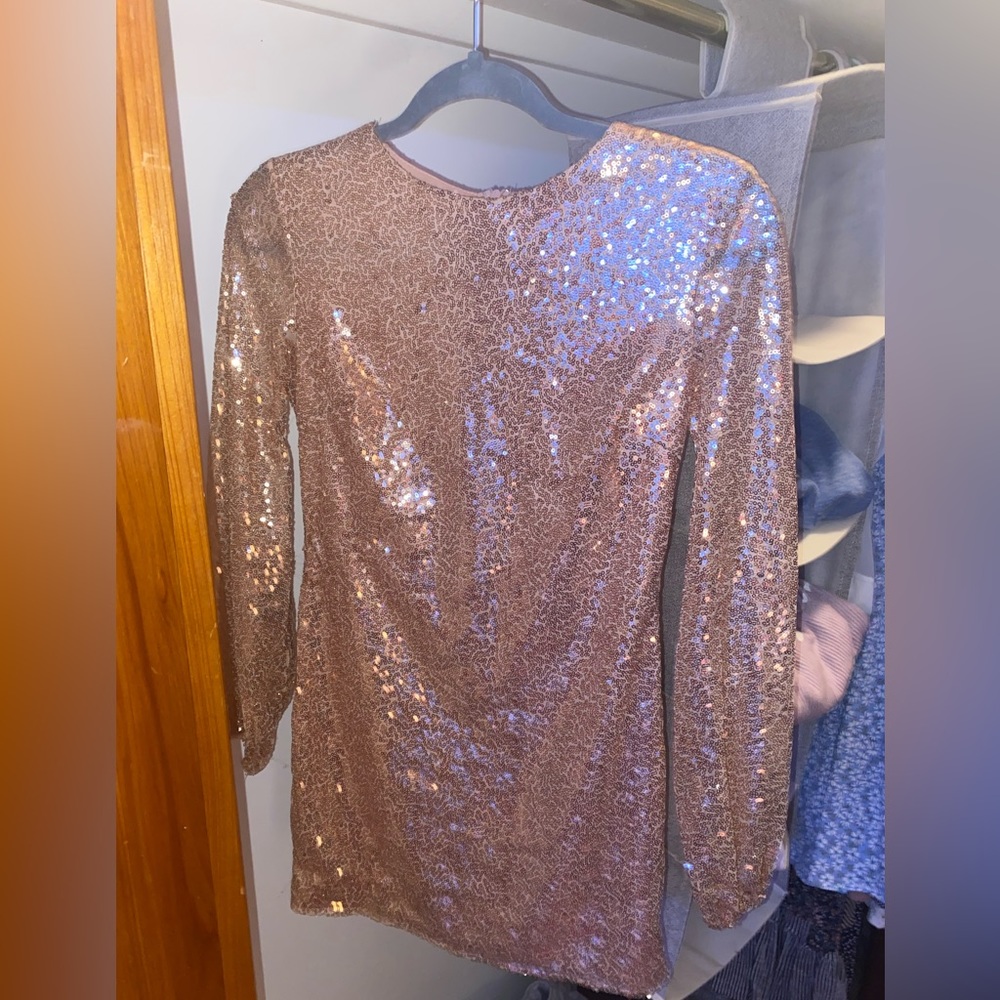 Rose gold sequin dress
